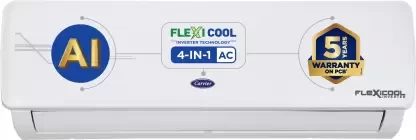 CARRIER Convertible 4-in-1 Cooling 2023 Model 1 Ton 3 Star Split AI Flexicool Inverter Dual Filtration with HD & PM 2.5 Filter AC - White  (12K ESTER EXi+ INVERTER R32 SPLIT AC_CAI12ER3R33F0, Copper C