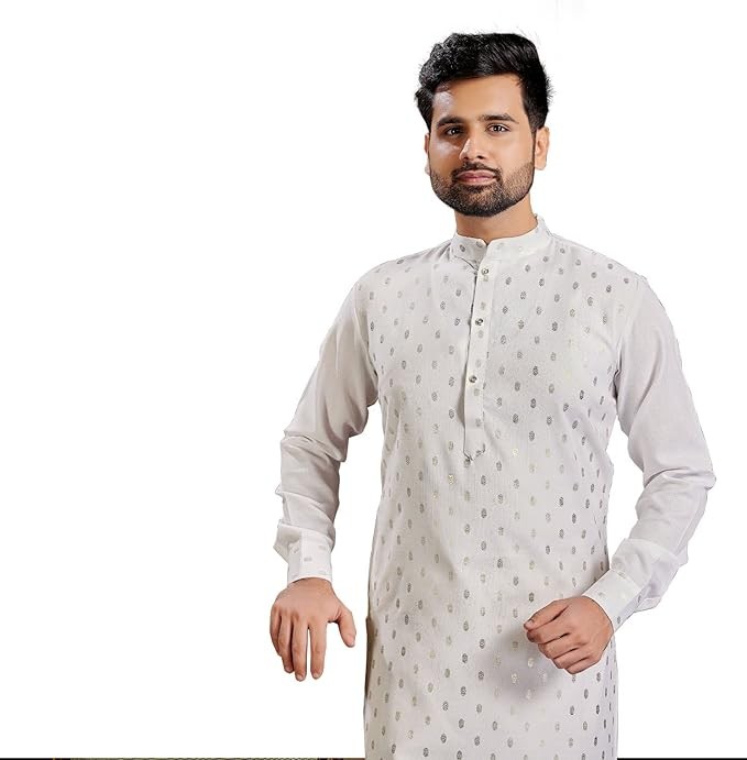 PERFECTBLUE Men's Cotton Printed Kurta with Pyjama Set(Banwery-2_Variation)