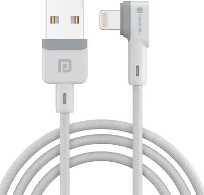 Portronics Lightning Cable 3 A 1.2 m Konnect L  (Compatible with All Phones With 8 Pin Port, White, One Cable)