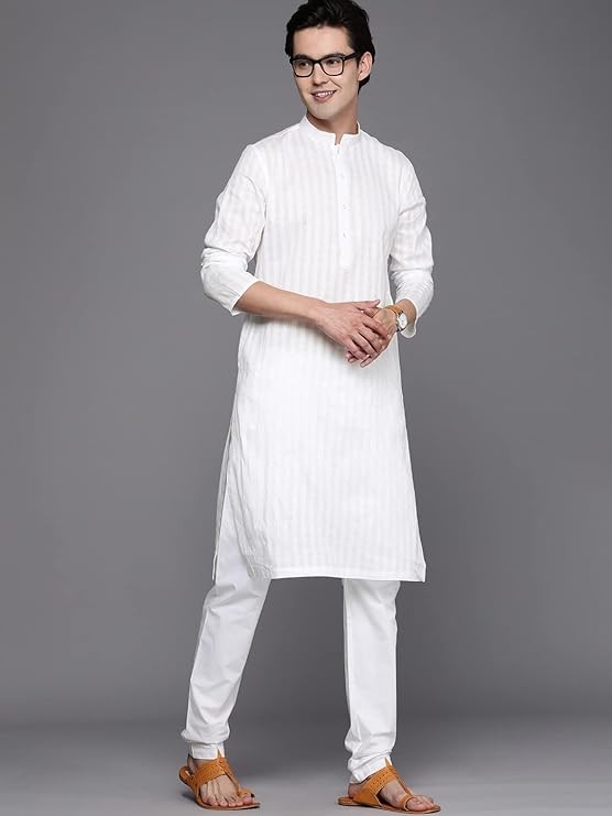 Manyavar Self Design Chequered Kurta Set for Men