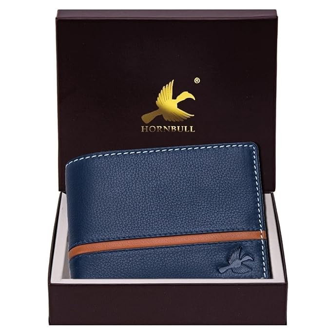 HORNBULL Denial Navy Leather Wallet for Men | Leather Mens Wallet with RFID Blocking | Wallets Men Genuine Leathe