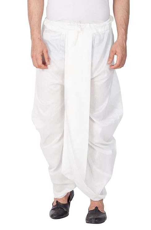 VASTRAMAY Mens Cotton Silk Dhoti (Black_VASMDTBL)