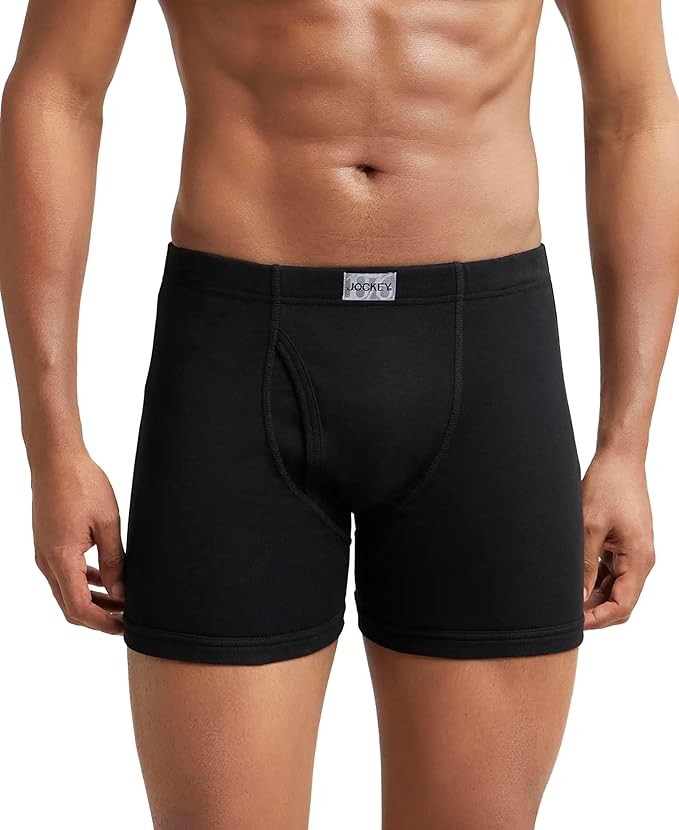 Jockey 8008 Men's Super Combed Cotton Rib Solid Boxer Brief with Ultrasoft Concealed Waistband