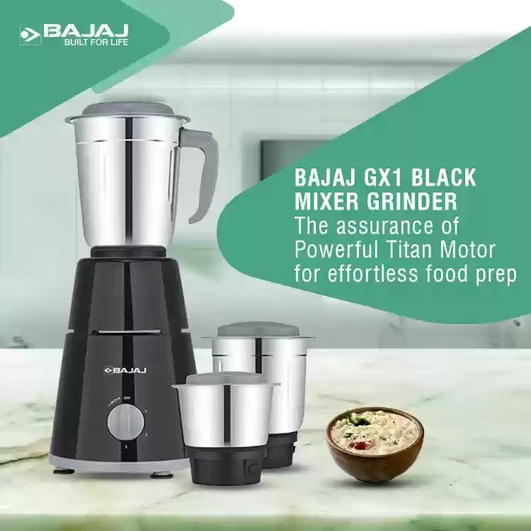 BAJAJ 410569 GX 1 500 W Juicer Mixer Grinder (3 Jars, Black)