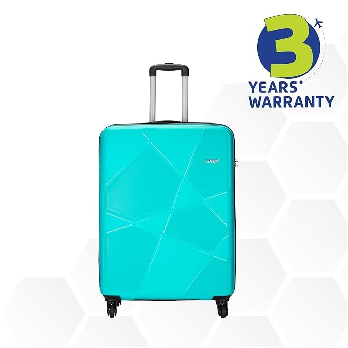 Safari Pentagon 55 Cms Small Cabin Polypropylene Hard Sided 4 Wheels 360 Degree Wheeling System Luggage/Speed_Wheel Suitcase/Trolley Bag, Cyan Blue