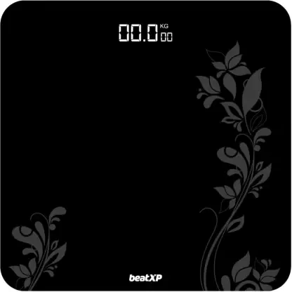 beatXP Gravity Flora Digital Weight Machine with Thick Tempered Glass & LCD Display Weighing Scale  (Grey & Black)