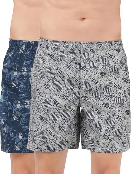 Jockey US57 Men's Super Combed Mercerized Cotton Woven Printed Boxer Shorts with Side Pocket (Pack of 2_Prints May Vary)