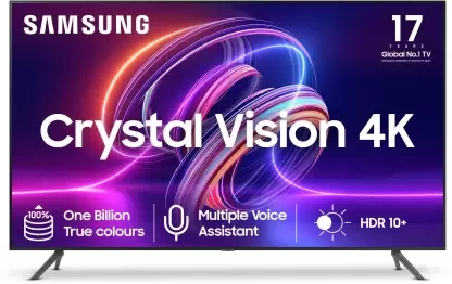 SAMSUNG Crystal Vision 4K iSmart with Voice Assistant 108 cm (43 inch) Ultra HD (4K) LED Smart Tizen TV 2023 Edition with IOT Sensors for Light & Camera  (UA43CUE70AKLXL)