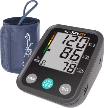 AccuSure AS9 Automatic + Advance Feature Blood Pressure Monitoring System for measuring BP AS9 Bp Monitor  (Dark Grey)