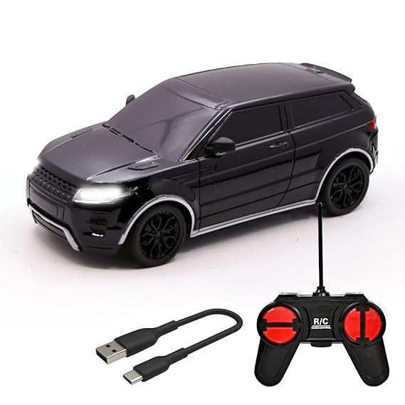 Wembley RC Car Rechargeable Remote Control Car for Kids Mini 1:24 Scale High Speed Racing Car - Black