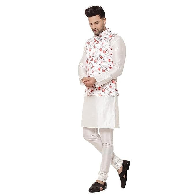 BENCOOPER Men's Kurta Pajama and Printed Waistcoat