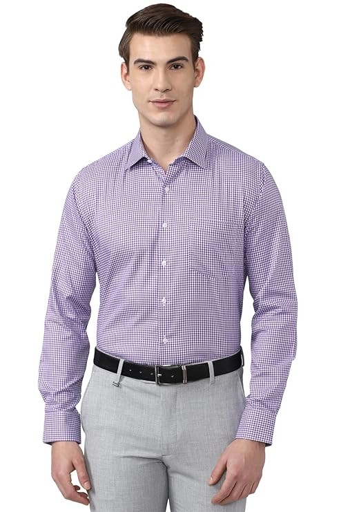 Van Heusen Men's Cotton Chequered Fashion Slim Fit Formal Shirt