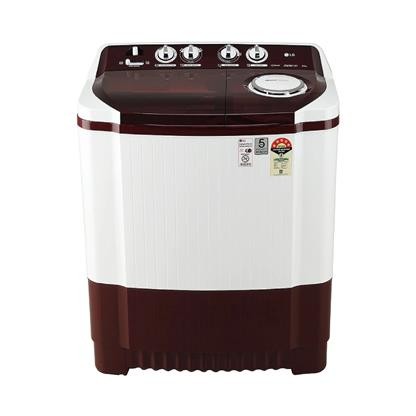 LG 8.5 kg 5 Star with Roller Jet Pulsator with Soak, Wind Jet Dry and Collar Scrubber Semi Automatic Top Load Washing Machine Maroon, White  (P8530SRAZ)