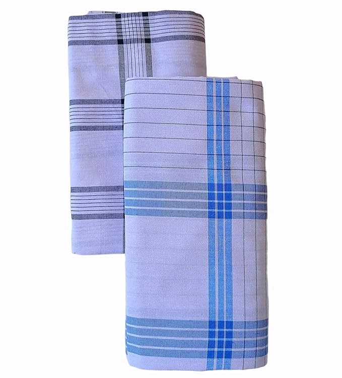 RAGINI V Men's Cotton Lungi white (Multi-Coloured,)