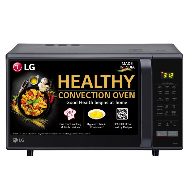 LG 28 L Health Plus Menu and Stainless Steel Cavity � More Hygienic More Durable Convection Microwave Oven  (MC2846BV, Black)