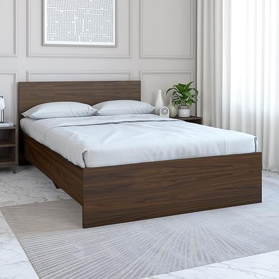 Nilkamal Arthur Engineered Wood Bed Without Storage (Color - Walnut, Delivery Condition - Knock Down) 1 Year Warranty (Double Bed)