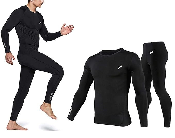 JUST RIDER Men's Sports Running Set Compression Shirt + Pants Skin-Tight Long Sleeves Quick Dry Fitness Tracksuit Gym Yoga Suits