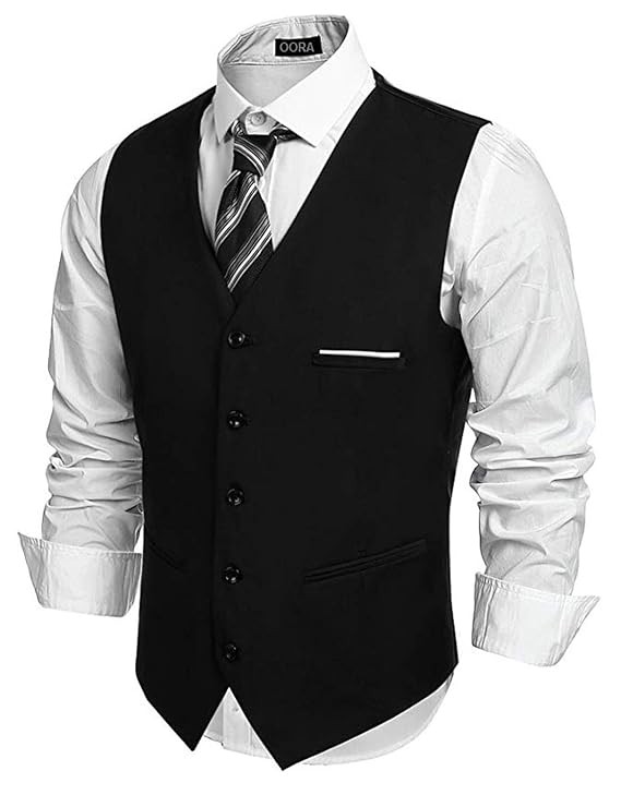 OORA Men's Poly Viscose V-Shape Tuxedo Style Waistcoat